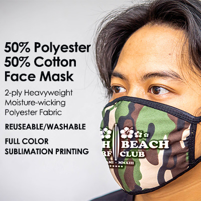 polyester face masks custom printed with your company logo or design