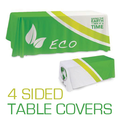 Table Cover 4 Sided Table Covers Dye Sublimation Printed in Full Color 4 Sides on Premium 9oz Polyester Fabric