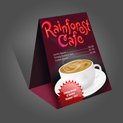 Table Tents Table Tents printed in Full Color for Captivating Table Advertising