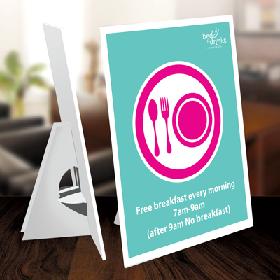 Table Top Displays Table Top Displays Printed in Full Color on 3/16 Foam Core or 3mm PVC Plastic with a Self Standing Easel Back